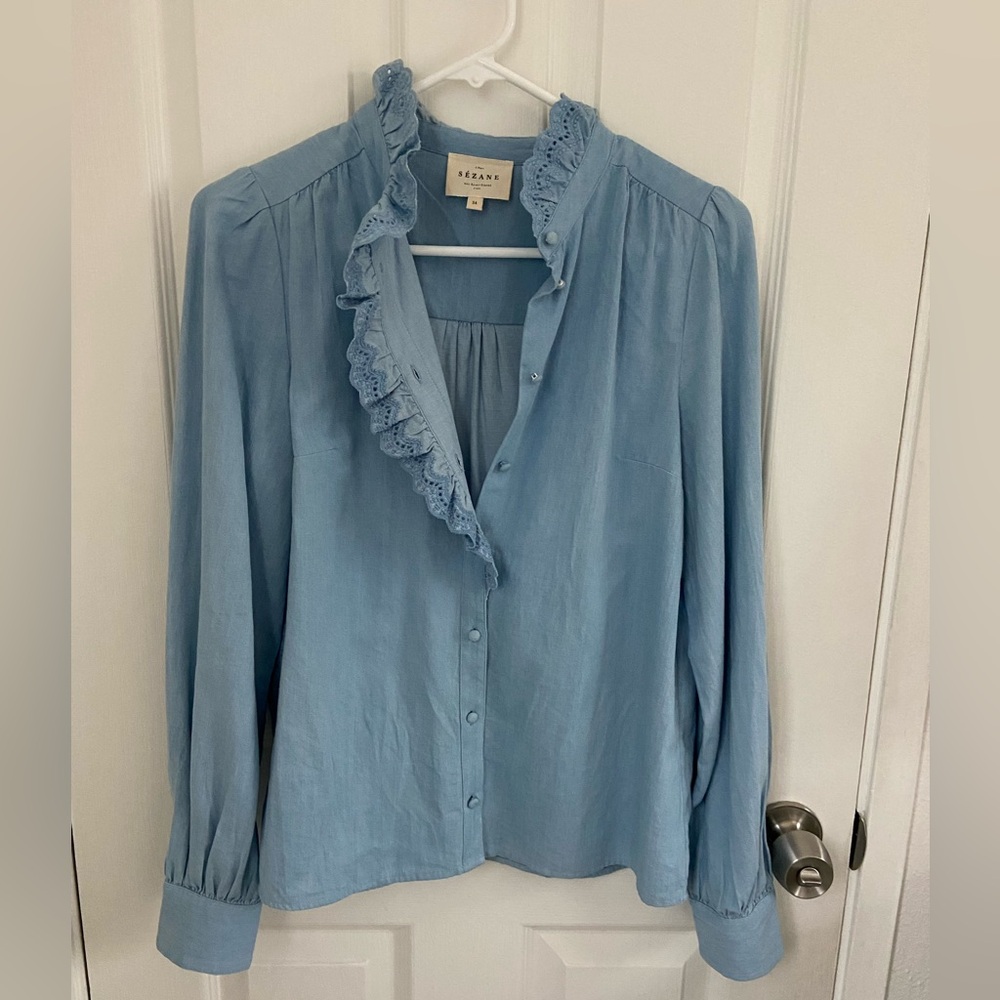 Sezane Chlo Shirt Chambray. - Size 34, XS, US 2